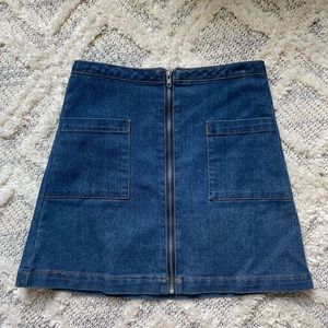Refuge Blue Jean Denim Zipper Skirt with Pockets Size Small